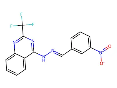 N-[(3-nitrophenyl)methylideneamino]-2-(trifluoromethyl)quinazolin-4-amine structure