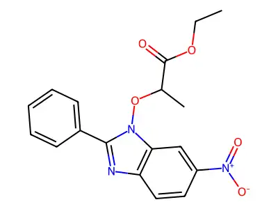 ethyl 2-[(6-nitro-2-phenyl-1H-1,3-benzimidazol-1-yl)oxy]propanoate structure