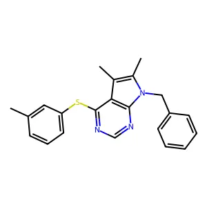7-benzyl-5,6-dimethyl-4-[(3-methylphenyl)sulfanyl]-7H-pyrrolo[2,3-d]pyrimidine structure
