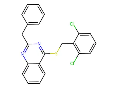 2-Benzyl-4-[(2,6-dichlorobenzyl)sulfanyl]quinazoline structure