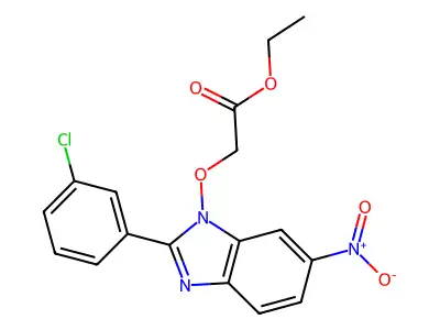 ethyl 2-{[2-(3-chlorophenyl)-6-nitro-1H-1,3-benzimidazol-1-yl]oxy}acetate structure