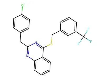 2-(4-Chlorobenzyl)-4-{[3-(trifluoromethyl)benzyl]sulfanyl}quinazoline structure
