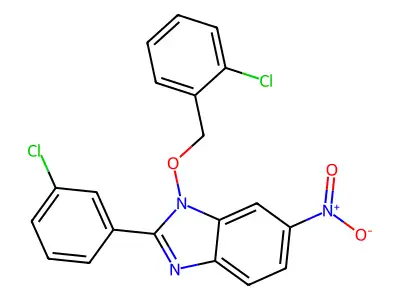 1-[(2-chlorobenzyl)oxy]-2-(3-chlorophenyl)-6-nitro-1H-1,3-benzimidazole structure
