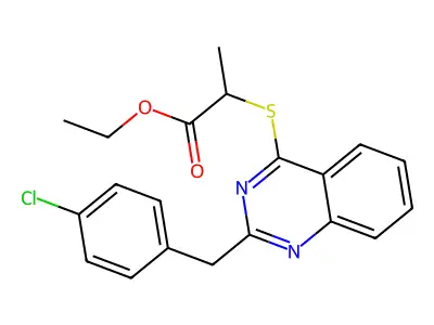 Ethyl 2-{[2-(4-chlorobenzyl)-4-quinazolinyl]sulfanyl}propanoate structure
