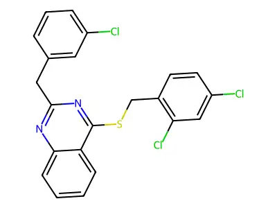 2-(3-Chlorobenzyl)-4-[(2,4-dichlorobenzyl)sulfanyl]quinazoline structure
