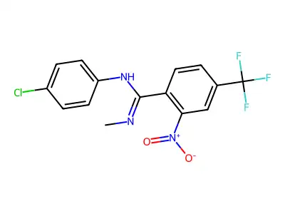 N-(4-chlorophenyl)-N'-methyl-2-nitro-4-(trifluoromethyl)benzenecarboximidamide structure