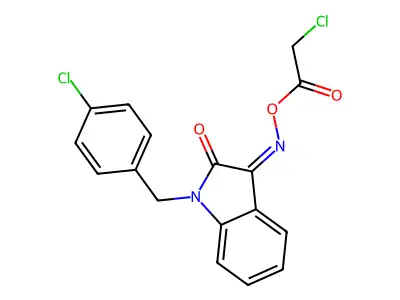 1-[(4-Chlorophenyl)methyl]-1H-indole-2,3-dione 3-[O-(2-chloroacetyl)oxime] structure