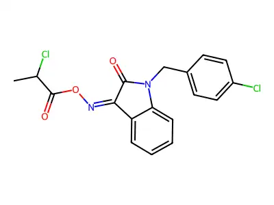 [[1-[(4-Chlorophenyl)methyl]-2-oxoindol-3-ylidene]amino] 2-chloropropanoate structure