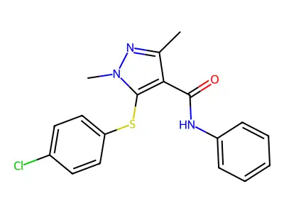5-[(4-chlorophenyl)sulfanyl]-1,3-dimethyl-N-phenyl-1H-pyrazole-4-carboxamide structure
