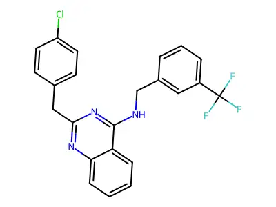 2-(4-chlorobenzyl)-N-[3-(trifluoromethyl)benzyl]-4-quinazolinamine structure
