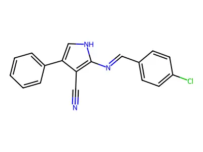 2-[(4-chlorophenyl)methylideneamino]-4-phenyl-1H-pyrrole-3-carbonitrile structure