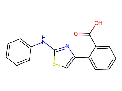 2-(2-Anilino-1,3-thiazol-4-yl)benzene-carboxylic acid structure