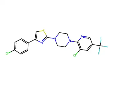 1-[4-(4-chlorophenyl)-1,3-thiazol-2-yl]-4-[3-chloro-5-(trifluoromethyl)-2-pyridinyl]piperazine structure