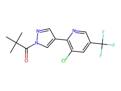 1-{4-[3-chloro-5-(trifluoromethyl)-2-pyridinyl]-1H-pyrazol-1-yl}-2,2-dimethyl-1-propanone structure