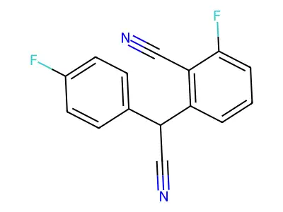 2-[Cyano(4-fluorophenyl)methyl]-6-fluorobenzenecarbonitrile structure