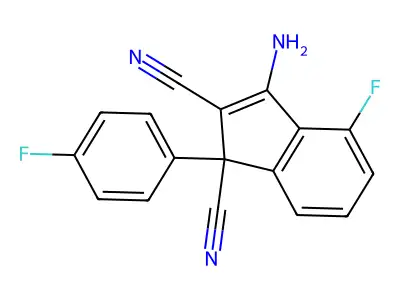 3-amino-4-fluoro-1-(4-fluorophenyl)-1H-indene-1,2-dicarbonitrile structure