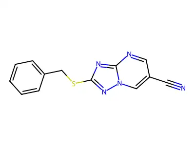 2-(Benzylsulfanyl)[1,2,4]triazolo[1,5-a]pyrimidine-6-carbonitrile structure