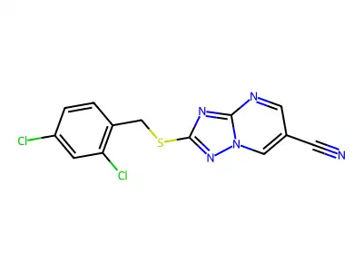 2-[(2,4-Dichlorobenzyl)sulfanyl][1,2,4]triazolo[1,5-a]pyrimidine-6-carbonitrile structure