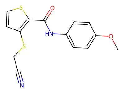 3-[(cyanomethyl)sulfanyl]-N-(4-methoxyphenyl)-2-thiophenecarboxamide structure