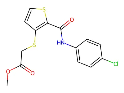 Methyl 2-({2-[(4-chloroanilino)carbonyl]-3-thienyl}sulfanyl)acetate structure
