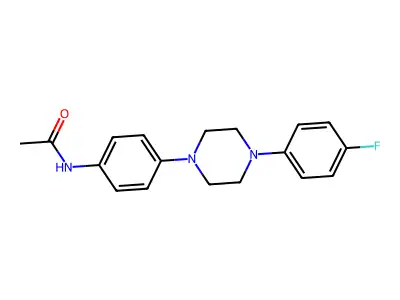 N-{4-[4-(4-fluorophenyl)piperazino]phenyl}acetamide structure