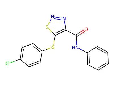 5-[(4-chlorophenyl)sulfanyl]-N-phenyl-1,2,3-thiadiazole-4-carboxamide structure