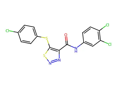5-[(4-chlorophenyl)sulfanyl]-N-(3,4-dichlorophenyl)-1,2,3-thiadiazole-4-carboxamide structure