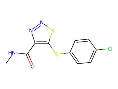 5-[(4-chlorophenyl)sulfanyl]-N-methyl-1,2,3-thiadiazole-4-carboxamide structure