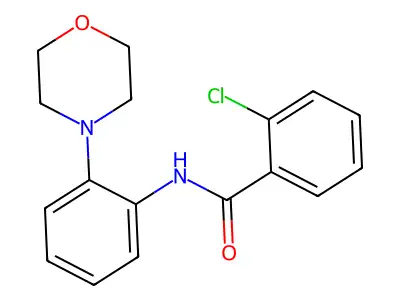 2-chloro-N-(2-morpholinophenyl)benzenecarboxamide structure