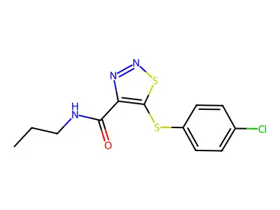 5-[(4-chlorophenyl)sulfanyl]-N-propyl-1,2,3-thiadiazole-4-carboxamide structure