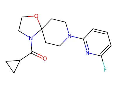 Cyclopropyl[8-(6-fluoro-2-pyridinyl)-1-oxa-4,8-diazaspiro[4.5]dec-4-yl]methanone structure