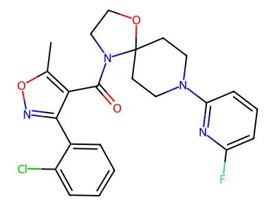 [3-(2-chlorophenyl)-5-methyl-4-isoxazolyl][8-(6-fluoro-2-pyridinyl)-1-oxa-4,8-diazaspiro[4.5]dec-4-yl]methanone structure