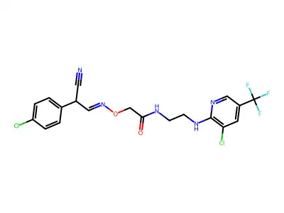 2-({[2-(4-chlorophenyl)-2-cyanoethylidene]amino}oxy)-N-(2-{[3-chloro-5-(trifluoromethyl)-2-pyridinyl]amino}ethyl)acetamide structure