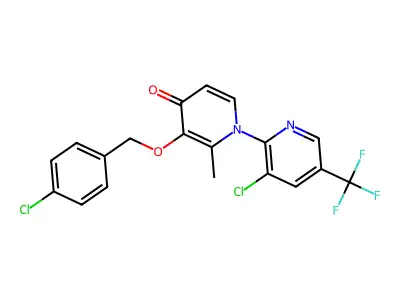 3-((4-Chlorobenzyl)oxy)-1-(3-chloro-5-(trifluoromethyl)-2-pyridinyl)-2-methyl-4(1H)-pyridinone structure