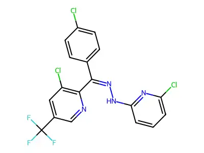 (4-chlorophenyl)[3-chloro-5-(trifluoromethyl)-2-pyridinyl]methanone N-(6-chloro-2-pyridinyl)hydrazone structure