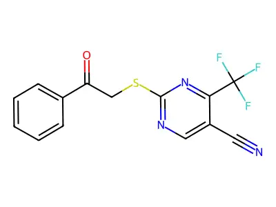 2-[(2-Oxo-2-phenylethyl)sulfanyl]-4-(trifluoromethyl)-5-pyrimidinecarbonitrile structure