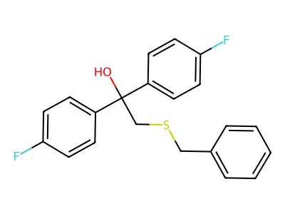 2-(Benzylsulfanyl)-1,1-bis(4-fluorophenyl)-1-ethanol structure