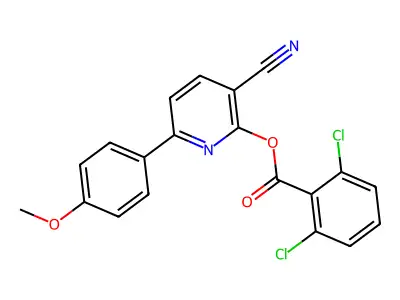 3-Cyano-6-(4-methoxyphenyl)-2-pyridinyl 2,6-dichlorobenzenecarboxylate structure