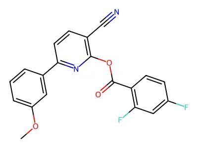 3-Cyano-6-(3-methoxyphenyl)-2-pyridinyl 2,4-difluorobenzenecarboxylate structure
