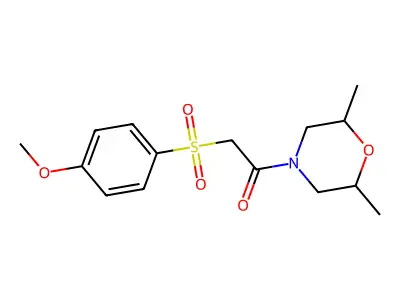1-(2,6-Dimethylmorpholino)-2-[(4-methoxyphenyl)sulfonyl]-1-ethanone structure