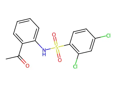 N-(2-acetylphenyl)-2,4-dichlorobenzenesulfonamide structure