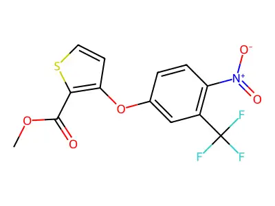 Methyl 3-[4-nitro-3-(trifluoromethyl)phenoxy]thiophene-2-carboxylate structure
