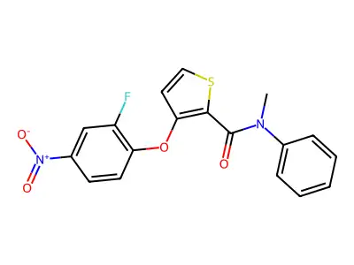 3-(2-fluoro-4-nitrophenoxy)-N-methyl-N-phenylthiophene-2-carboxamide structure