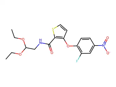 N-(2,2-diethoxyethyl)-3-(2-fluoro-4-nitrophenoxy)-2-thiophenecarboxamide structure