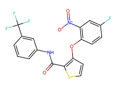 3-(4-fluoro-2-nitrophenoxy)-N-[3-(trifluoromethyl)phenyl]thiophene-2-carboxamide structure