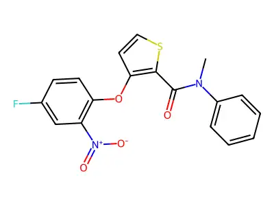 3-(4-fluoro-2-nitrophenoxy)-N-methyl-N-phenyl-2-thiophenecarboxamide structure
