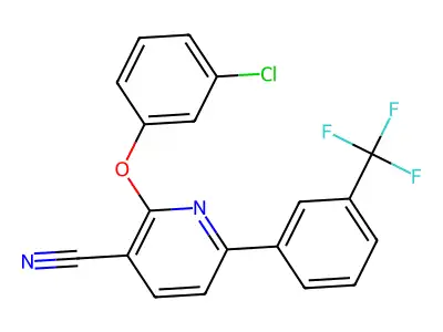 2-(3-Chlorophenoxy)-6-[3-(trifluoromethyl)phenyl]pyridine-3-carbonitrile structure