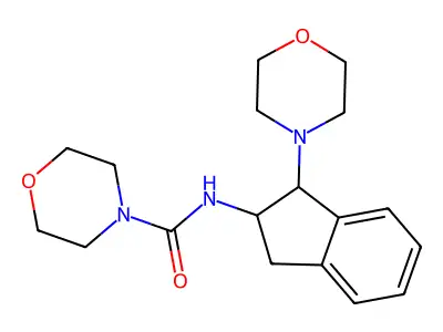 N-(1-morpholino-2,3-dihydro-1H-inden-2-yl)-4-morpholinecarboxamide structure