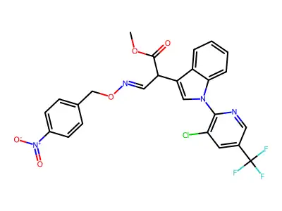 methyl 2-[1-[3-chloro-5-(trifluoromethyl)pyridin-2-yl]indol-3-yl]-3-[(4-nitrophenyl)methoxyimino]propanoate structure