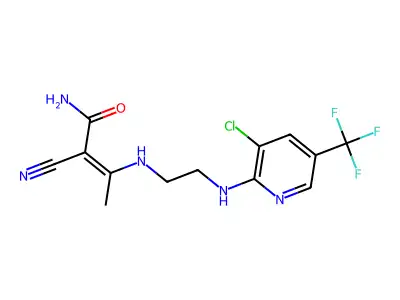 (2Z)-3-[(2-{[3-chloro-5-(trifluoromethyl)pyridin-2-yl]amino}ethyl)amino]-2-cyanobut-2-enamide structure
